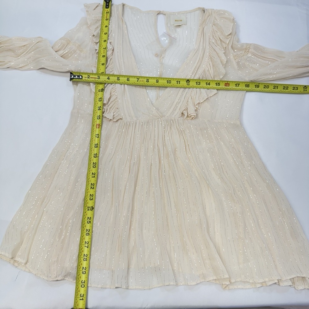 NWOT Maeve Anthropologie Ruffle Wynn Metallic Stripe Boho Peasant Flowy Size 4 - Picture 13 of 14